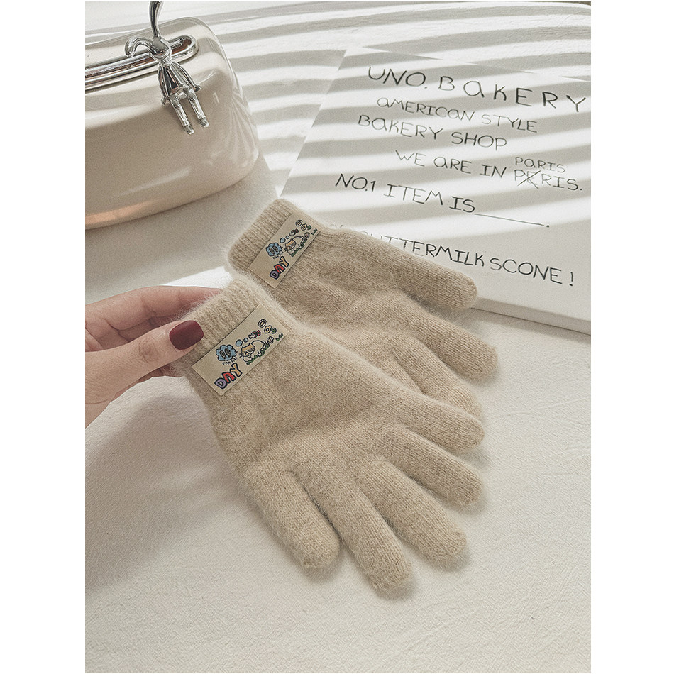 手套女冬季保暖加厚可爱防寒五指