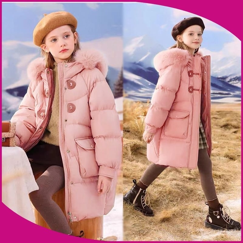 中大童超好看羽绒服女童中长款羽绒服冬装儿童加厚保暖外套巴啦