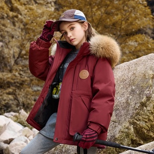 中大童羽绒款爆款2025新款儿童羽绒服男女童大毛领白鸭绒亲子外套