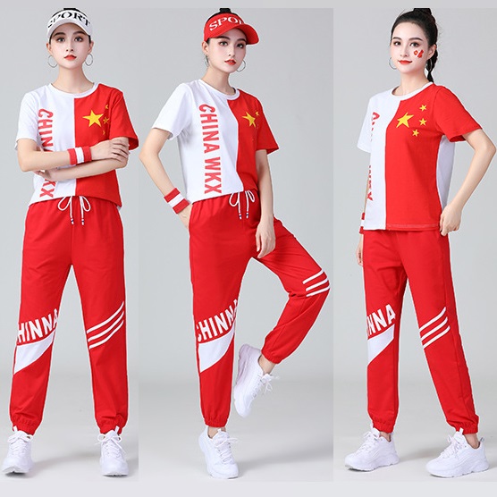 2025新款女短袖健身操广场舞套装