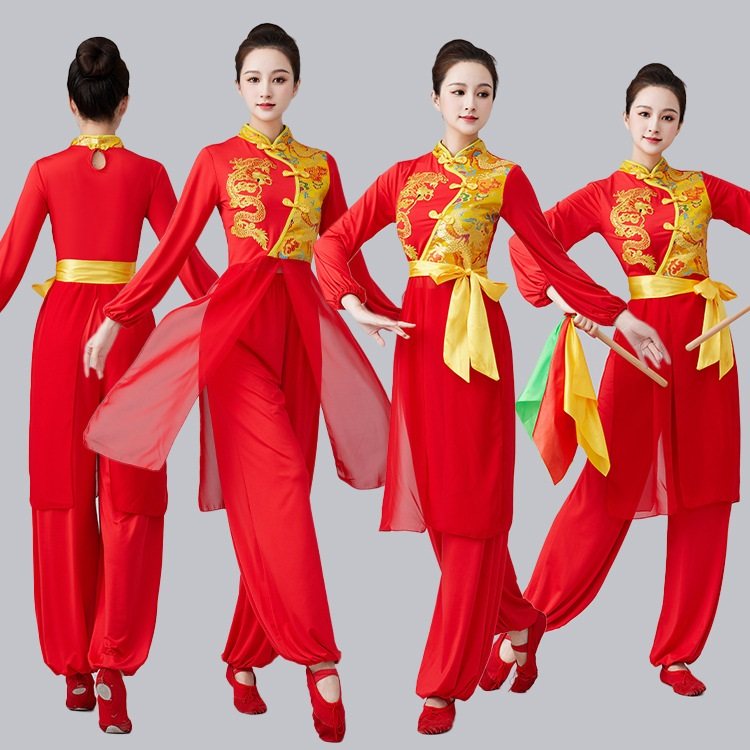 龙纹广场舞蹈服装民族打鼓服套装