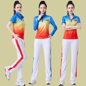 时尚 女新款 速干衣休闲团队服健身体操运动套装 中国风广场舞蹈服装