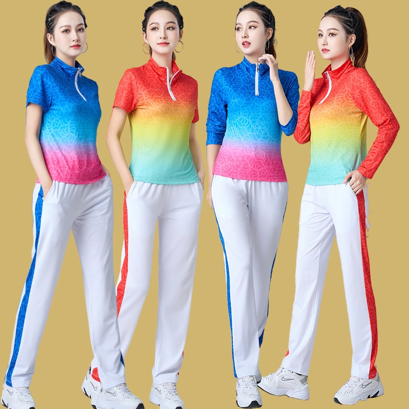 渐变色团队演出服运动套装新款