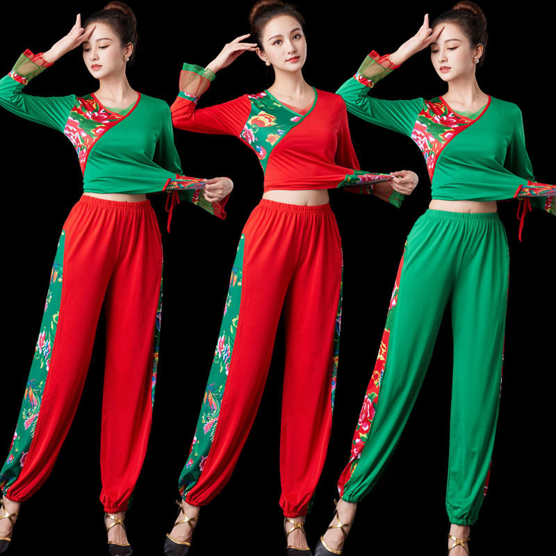 新款女民族风秧歌服舞蹈服套装