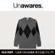 Unawares. 纯羊毛高级质感菱格纹圆领长袖 毛衣