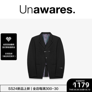 Unawares 定制金属条斜开叉西装