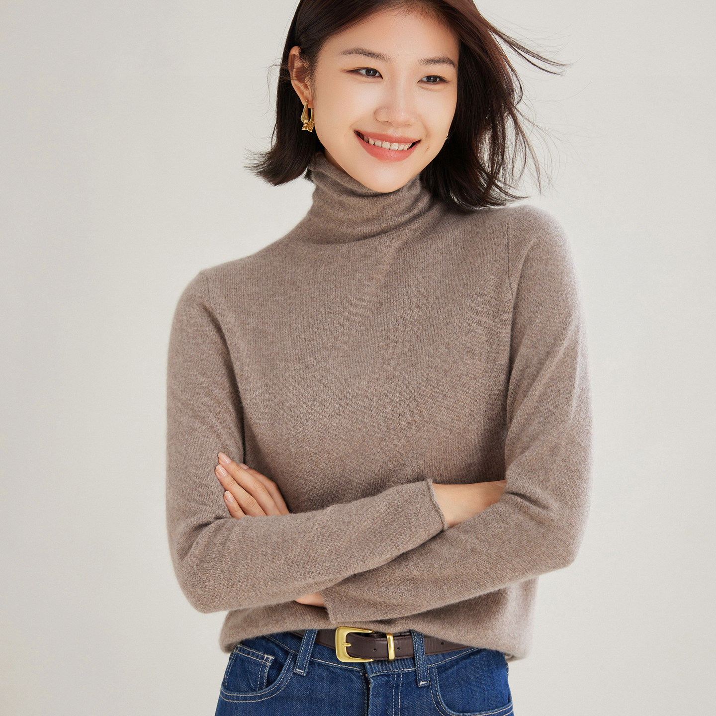 堆堆领羊绒衫女套头经典百搭针织毛针织衫