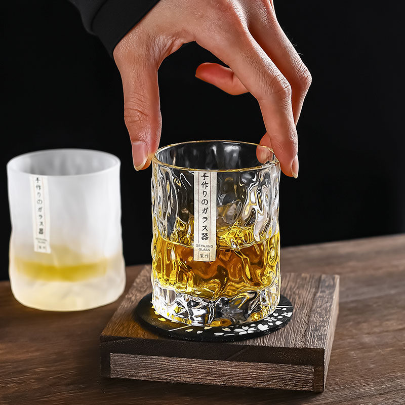 收藏手作初雪冰川杯 日式威士忌杯洋酒杯水杯ins风锤纹茶杯啤酒杯