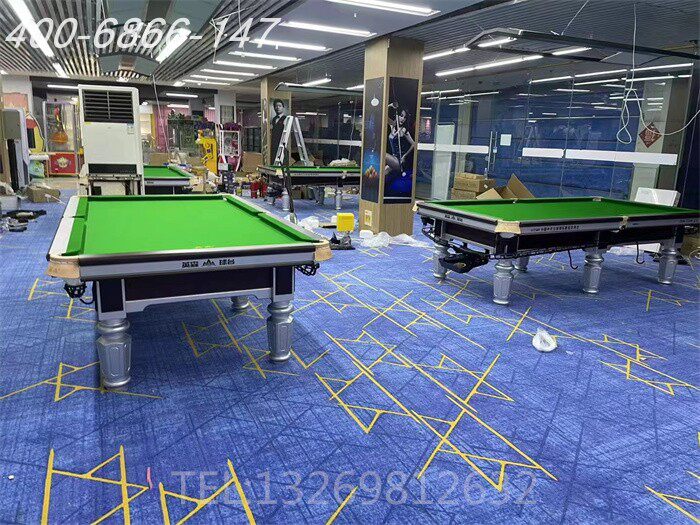 英森国际台球桌中式标准黑8商用家用台球 银腿钢库金腿钢库台球