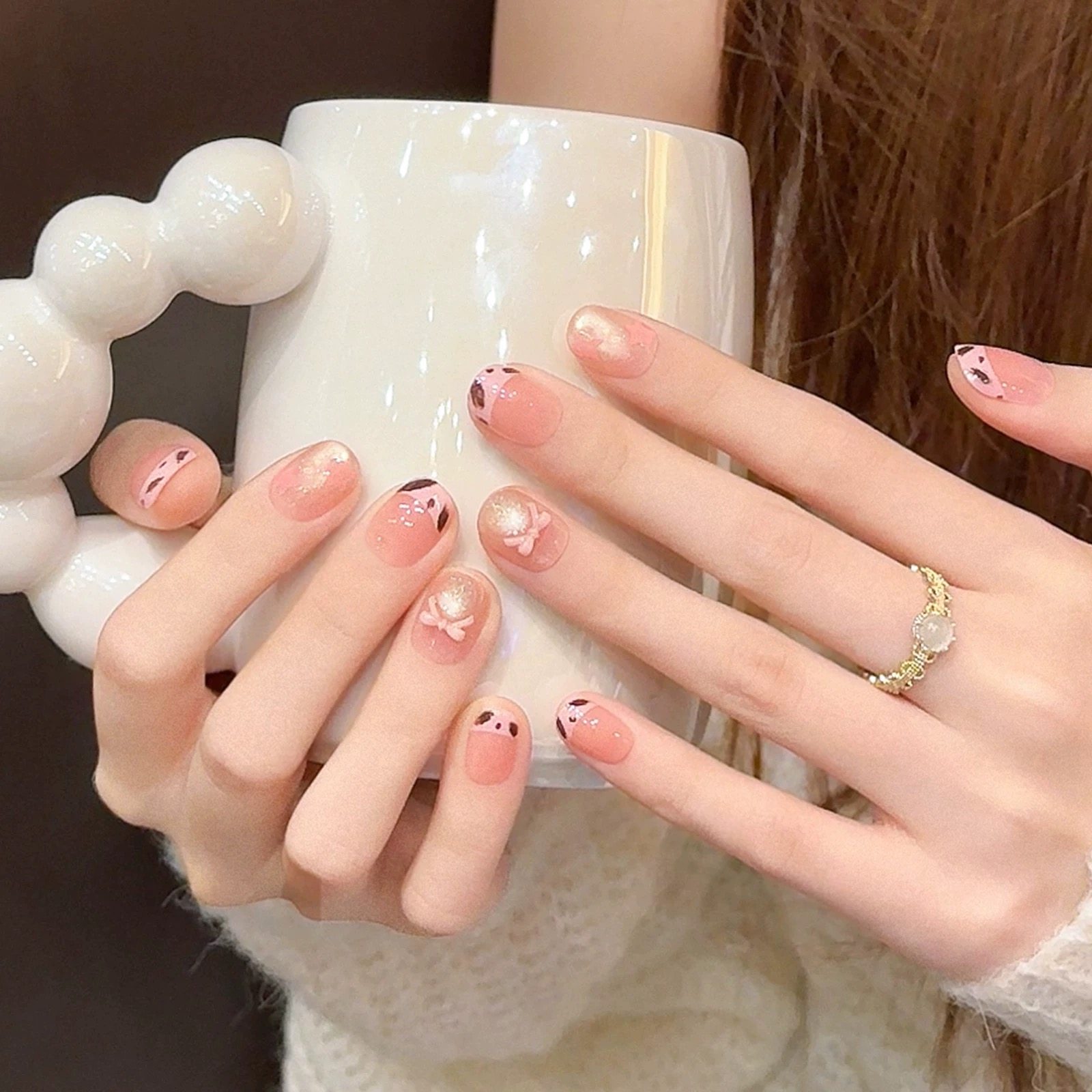 甜酷豹纹猫眼粉色手绘美甲可爱卡通显白穿戴甲蛋糕秋冬圣诞新年,彩妆/香水/美妆工具,穿戴甲/甲片,淘宝优惠券,粉丝福利购,淘宝优惠卷