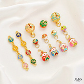 景泰蓝铜镀18K纯手工珐琅彩铃铛财神爷如意柿子吊坠diy吊饰品配件