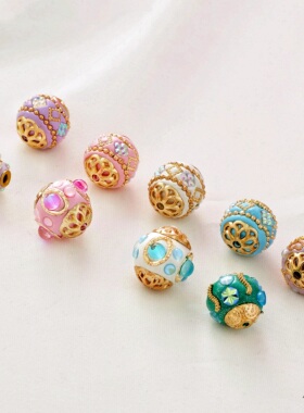 尼泊尔珠藏式贴花印巴风格复古隔珠diy手工手链项链异域饰品配件