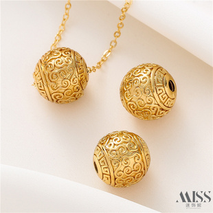 18K包金吉祥纹转运珠diy配件保色隔珠散珠手工手链项链首饰品材料