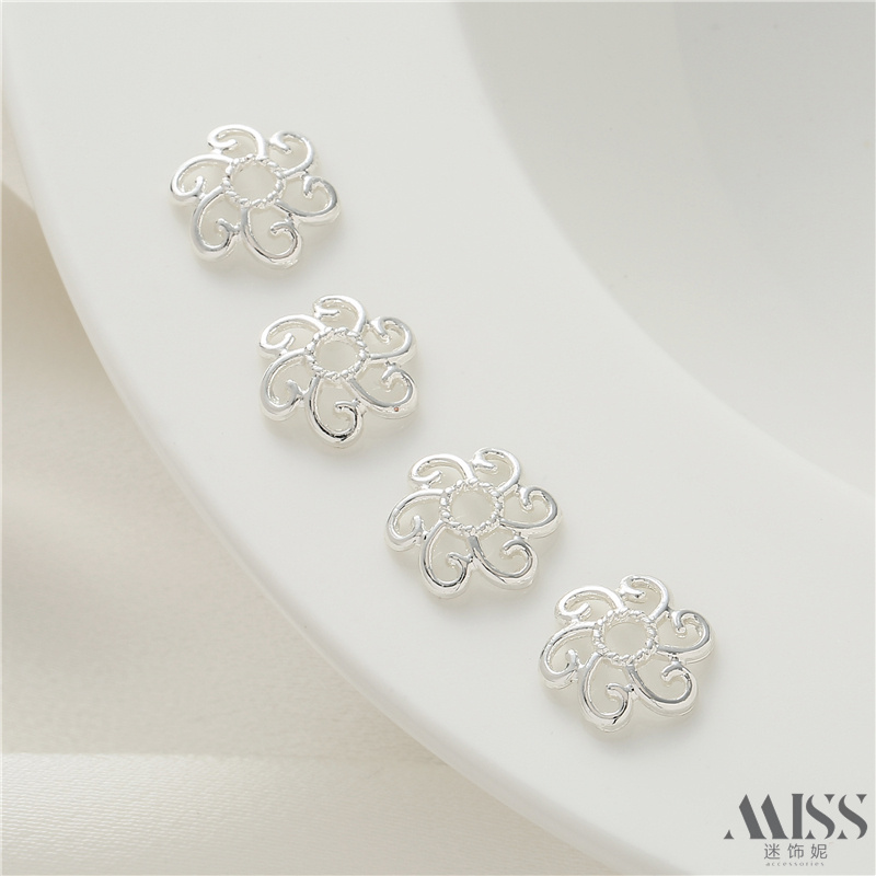 迷饰妮金属镀银保色花托包邮