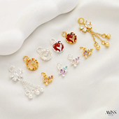 镀真金天然玛瑙鱼尾锆石蝴蝶结流苏桂花吊坠diy手链项链耳饰配件