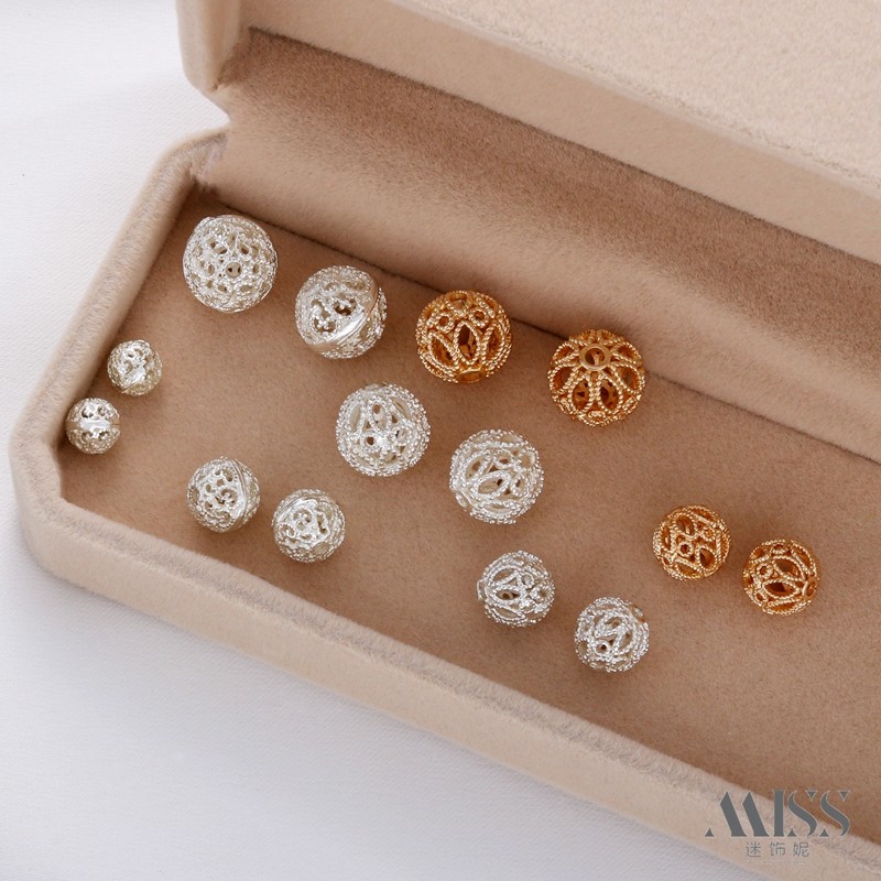 14K包金保色银色镂空绣球珠隔珠花球散珠diy手工手链项链饰品配件,饰品/流行首饰/时尚饰品新,其他DIY饰品配件,淘宝优惠券,粉丝福利购,淘宝优惠卷