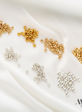 14K18K包金保色隔珠散珠算盘珠银色手工DIY项链手链饰品配件材料