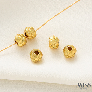 18k包金保色哑金毛线球隔珠散珠diy手工串珠手链项链沙金饰品配件