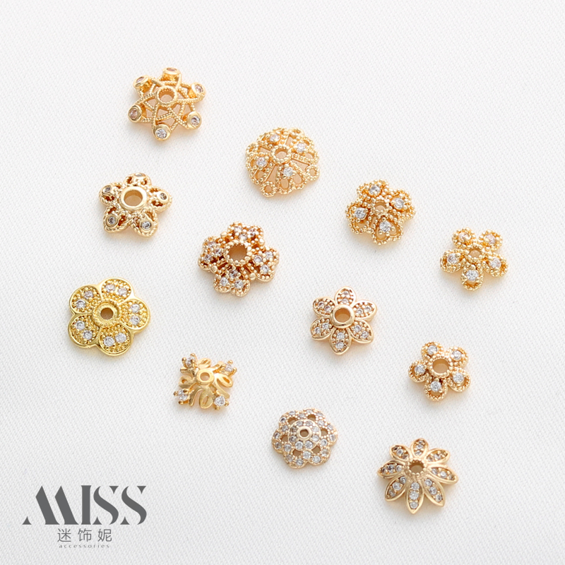 迷饰妮铜包金保色镶锆石花托