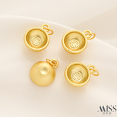 14K包金保色福字小金碗吊坠diy手工小挂坠挂饰手链项链首饰品配件