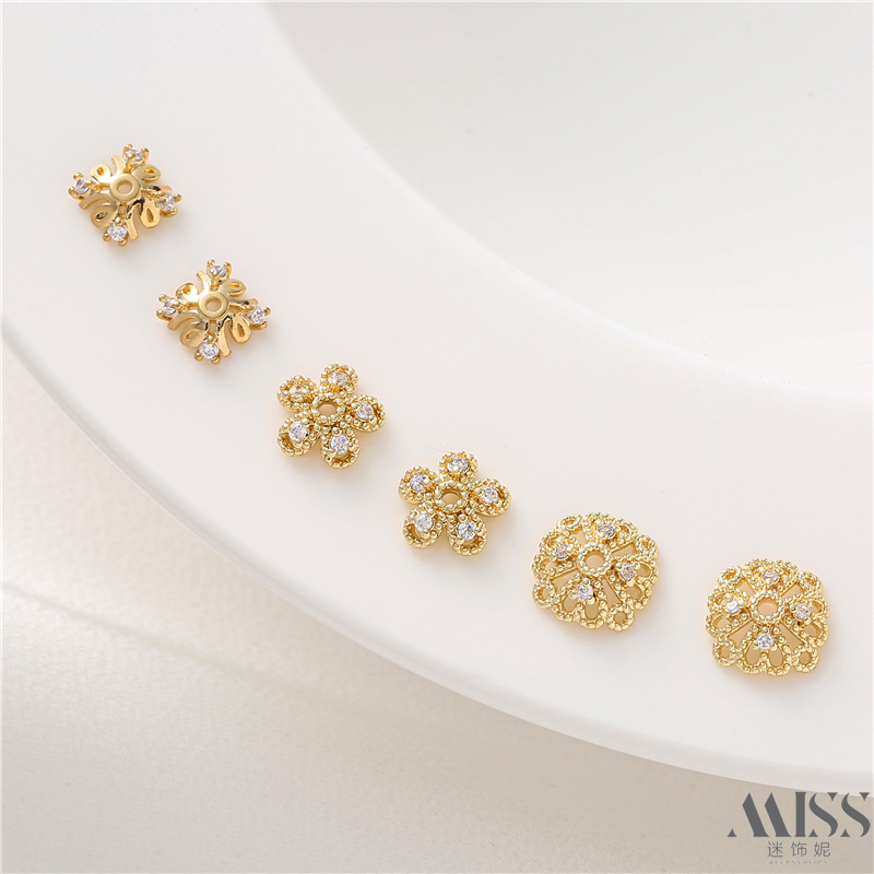 迷饰妮铜包金保色花托包邮