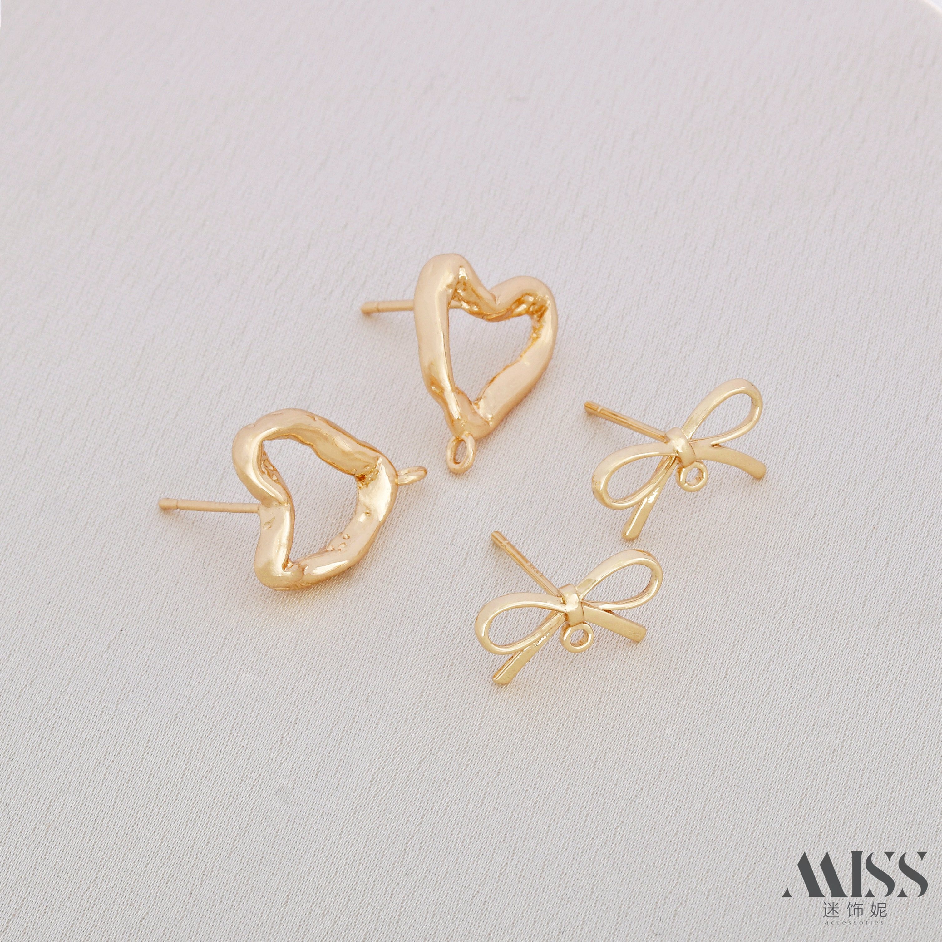 14K包金保色不规则桃心蝴蝶结带吊耳钉耳针diy耳环耳饰品配件,饰品/流行首饰/时尚饰品新,耳钉,淘宝优惠券,粉丝福利购,淘宝优惠卷