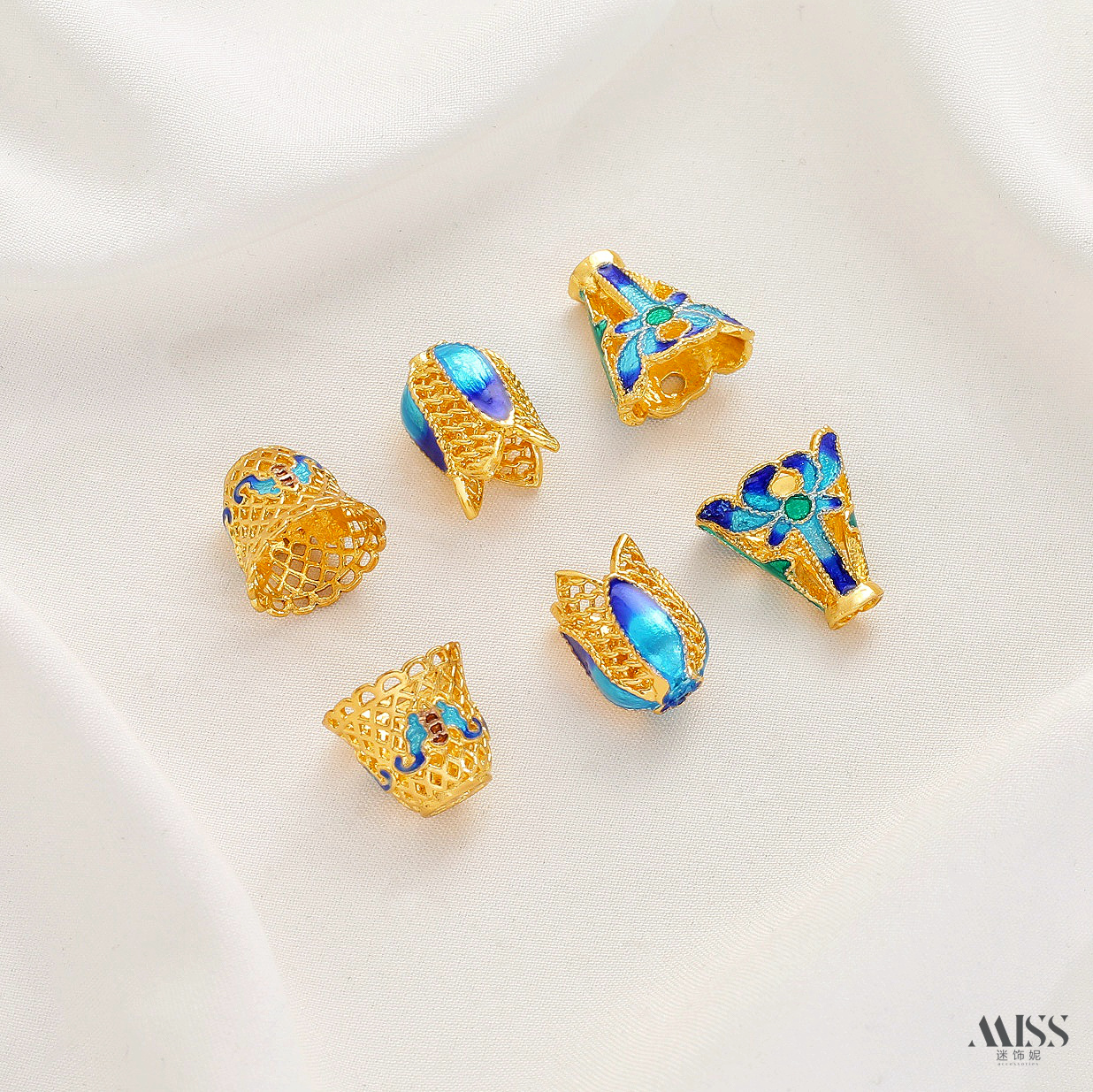 祢饰妮景泰蓝流苏帽花托珠帽