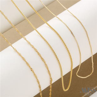 14K包金配件保色盒子水波肖邦项链龙虾扣收尾diy手工挂吊坠锁骨链