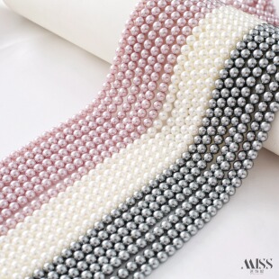 天然白色紫色银灰色贝壳珠通孔圆珠镀彩珍珠diy项链手链耳饰材料