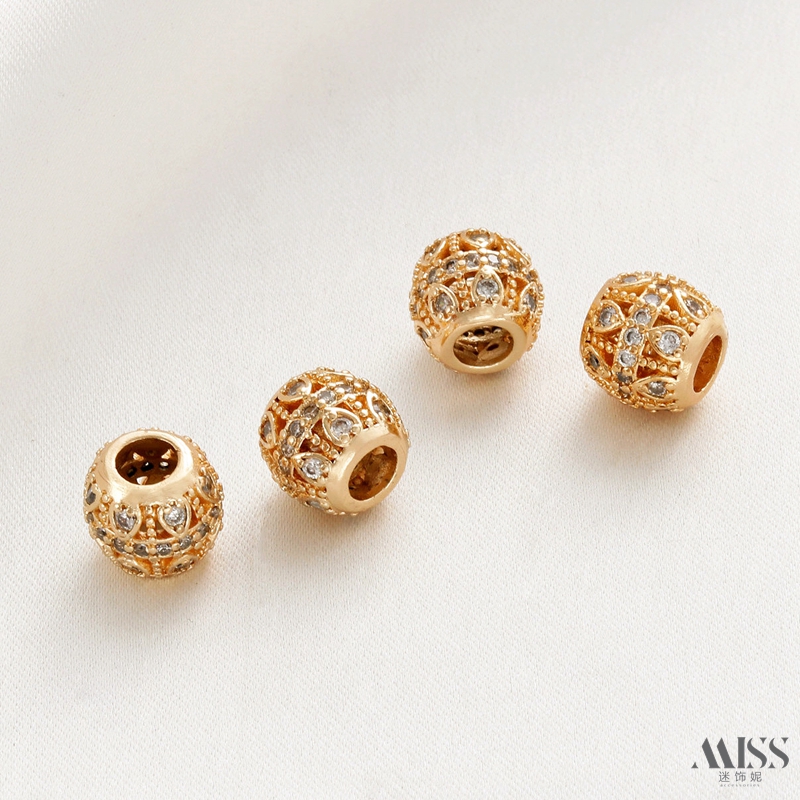 祢饰妮铜包金保色大孔桶珠