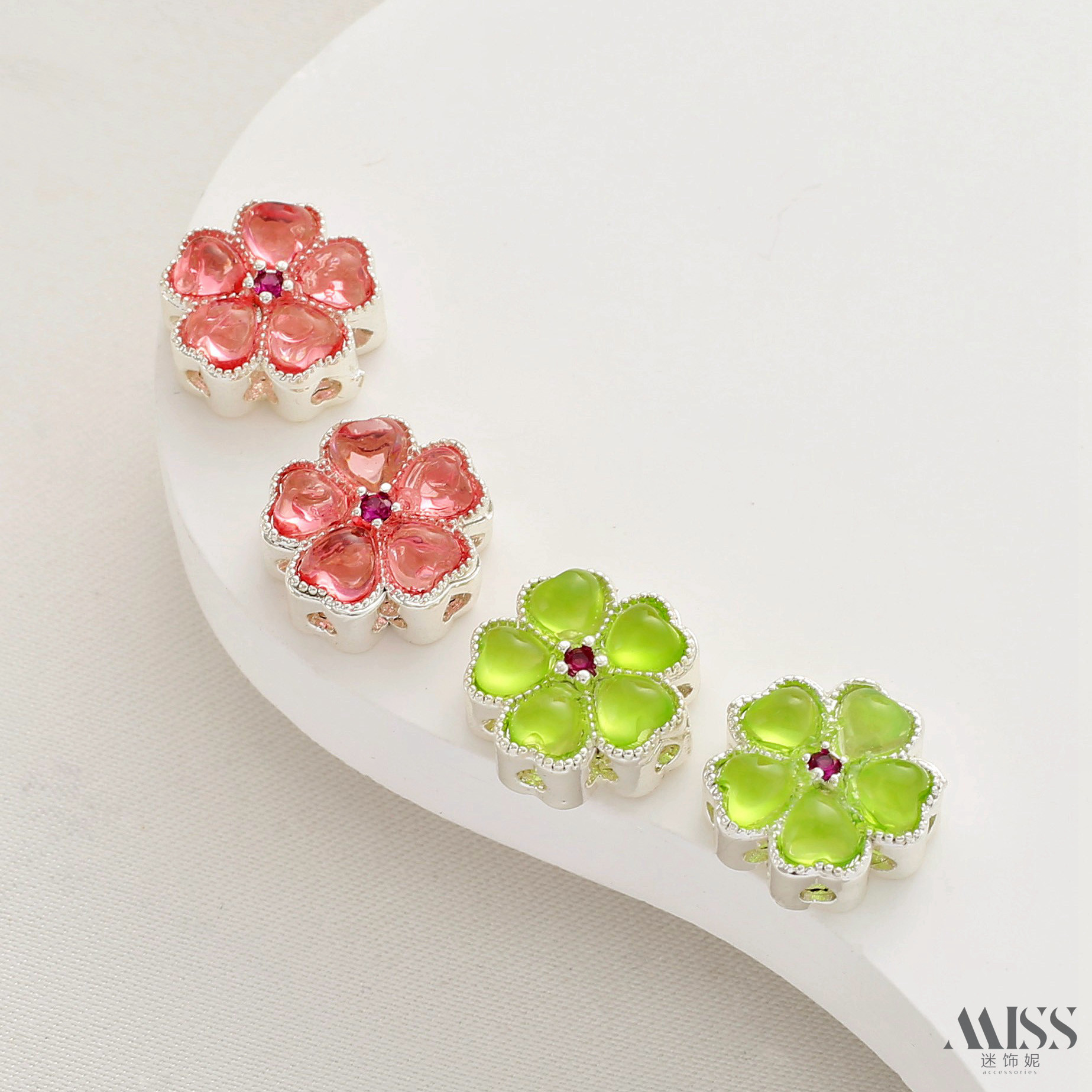 保色厚银五叶草樱花仿猫眼月光石隔珠diy手链手串18K哑金饰品配件,饰品/流行首饰/时尚饰品新,其他DIY饰品配件,淘宝优惠券,粉丝福利购,淘宝优惠卷