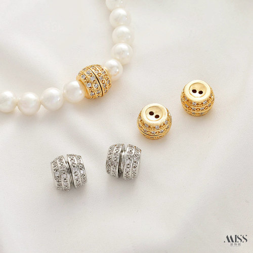 14K包金保色满镶锆石收尾螺丝扣旋转连接扣diy珍珠手链项链扣配件 - 封面