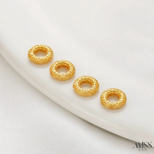 18K哑金保色回纹乾坤圈圆环圆圈隔片diy手链项链连接环同心圆配件