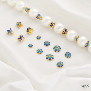 景泰蓝烧蓝珐琅彩花朵莲花隔片花托珠帽diy圆珠串珠手作饰品配件