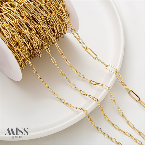 14k加强保色长方椭圆链条diy