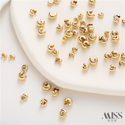 14K包金保色银色月牙扣半月包扣C扣定位珠收尾扣diy手工饰品配件