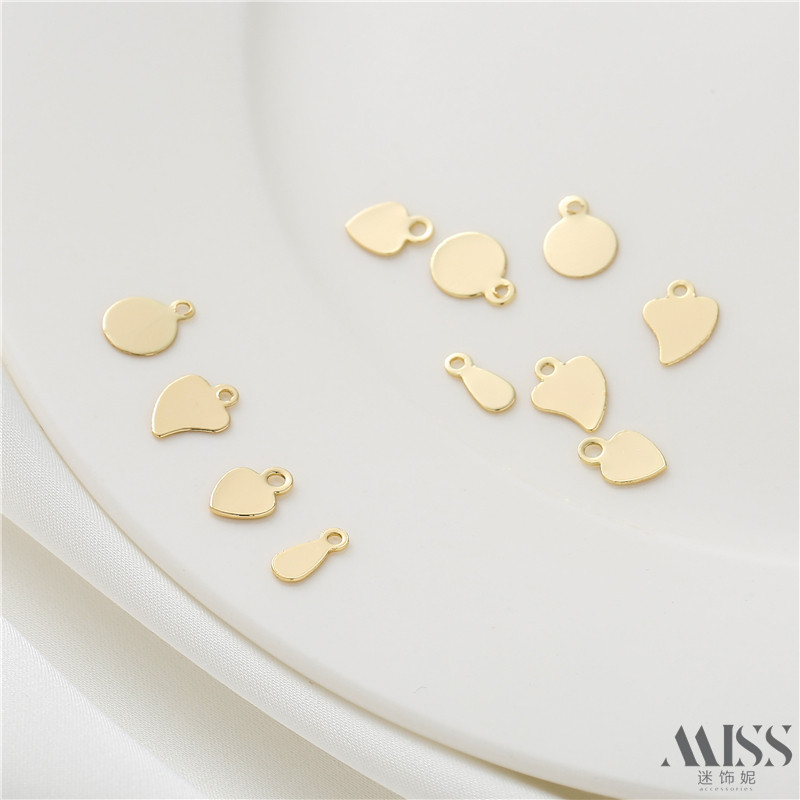 保色18K浅金光面水滴形小吊片圆形吊牌斜爱心吊坠diy项链手链配件,饰品/流行首饰/时尚饰品新,其他DIY饰品配件,淘宝优惠券,粉丝福利购,淘宝优惠卷