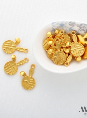 祢饰妮铜包真金保色福兔吊坠