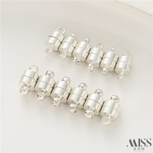 银色吸扣圆柱磁铁扣柱形磁扣连接扣收尾扣diy手链项链首饰品配件