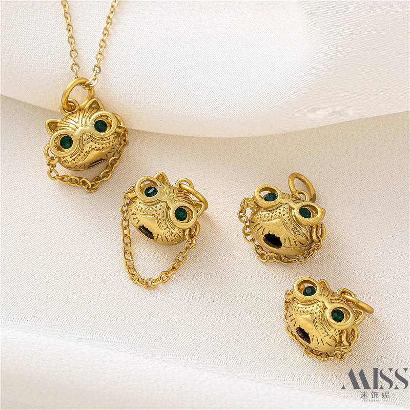 迷饰妮女金属镀金保色猫头鹰吊坠