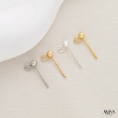 14K包金保色开口挂圈豆豆耳钉耳针18K真金diy耳钉耳饰配件