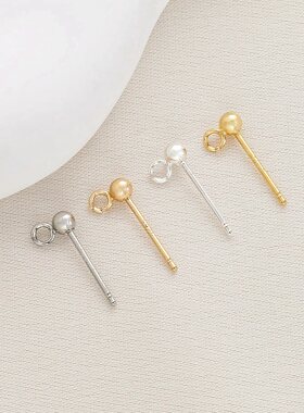 祢饰妮铜日韩女保色耳针镀真金