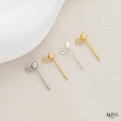 祢饰妮铜日韩女保色耳针镀真金