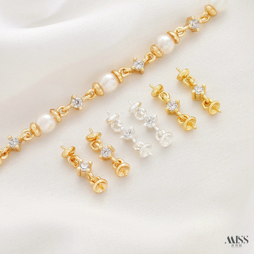 14K高保色镀18K真金镶锆石双头羊眼针连接托diy珍珠手链项链配件,饰品/流行首饰/时尚饰品新,其他DIY饰品配件,淘宝优惠券,粉丝福利购,淘宝优惠卷