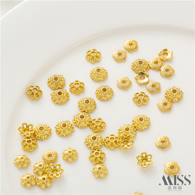 保色古法金镀六瓣镂空花托