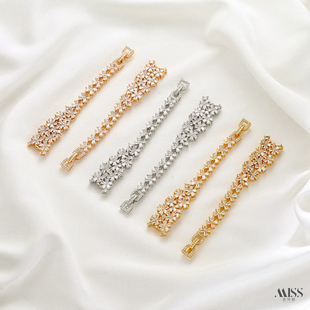 14K包金保色满镶锆石花朵手链半成品diy手工珍珠手环收尾饰品配件