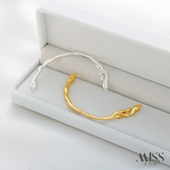 14K铜镀真金保色不规则半圆树枝手镯diy手工手链珍珠手串饰品配件