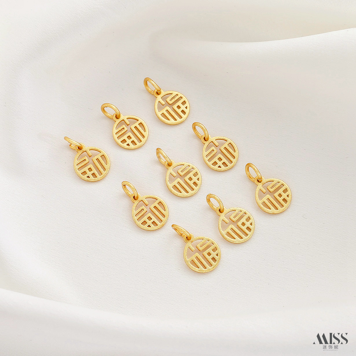 祢饰妮铜强保色吊坠福字