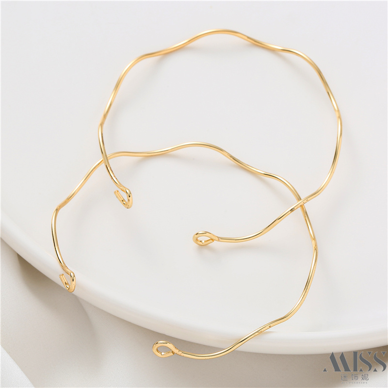 14k包金保色双头开口光面手镯diy