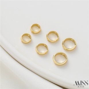 18K包金保色亮面圆形包珠环通孔套珠圈diy手工串饰品配件手链材料